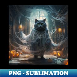 Curious Cat in a Ghost Costume - Creative Sublimation PNG Download - Unlock Vibrant Sublimation Designs