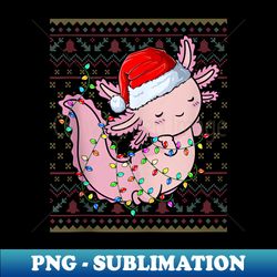 axolotl xmas lights - santa hat axolotl - christmas ugly - high-quality png sublimation download - instantly transform your sublimation projects