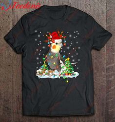 Christmas Cockatiel Lover Santa Cockatiel Christmas Lights T-Shirt, Plus Size Christmas T Shirts Ladies  Wear Love, Shar