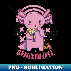kawaii snaxolotl axolotl eating snacks - stylish sublimation digital download - revolutionize your designs