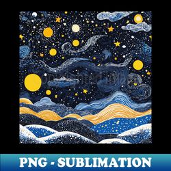 Winter Starry Night  Van gogh  Yayoi Kusama Inspired Painting - Instant PNG Sublimation Download - Instantly Transform Your Sublimation Projects