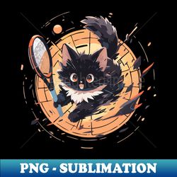 Energetic fluffy cat playing tennis bold - PNG Transparent Sublimation File - Vibrant and Eye-Catching Typography