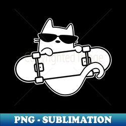 Cat and Skateboard Skateboarding Cat Outline - Special Edition Sublimation PNG File - Perfect for Creative Projects