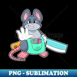 Mouse as Hairdresser with Scissors  Comb - PNG Transparent Digital Download File for Sublimation - Perfect for Sublimation Mastery