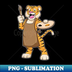 Tiger at Painting with Paint  Brush - High-Quality PNG Sublimation Download - Add a Festive Touch to Every Day