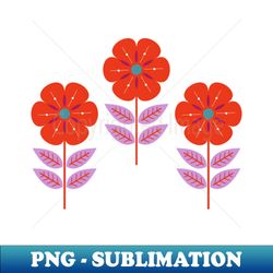 mod red scandinavian flowers - png transparent sublimation file - fashionable and fearless