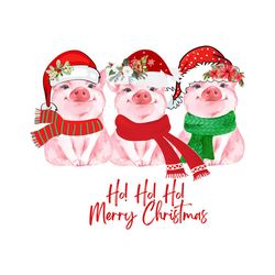 Ho Ho Ho Merry Christmas Pig Santa Hat PNG Download