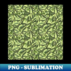 Olive branches on honeydew green - Retro PNG Sublimation Digital Download - Unleash Your Creativity
