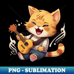 Cute kitten playing on guitar - Modern Sublimation PNG File - Unlock Vibrant Sublimation Designs