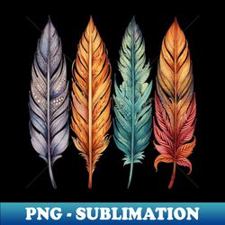 Quartet of Quills Fantasy Feather Art - Premium Sublimation Digital Download - Transform Your Sublimation Creations