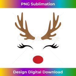 Cute Lady Reindeer Face with Eyelashes & Antlers - Novelty - Sublimation-Optimized PNG File - Lively and Captivating Visuals