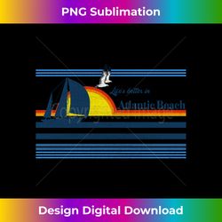 Atlantic Beach NC Retro 70s 80s Surf Sailing Sailboat Island Long Sleeve - Sophisticated PNG Sublimation File - Pioneer New Aesthetic Frontiers
