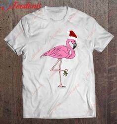 Christmas Flamingo With Santa Hat Classic T-Shirt, Christmas Tee Shirts Ladies  Wear Love, Share Beauty