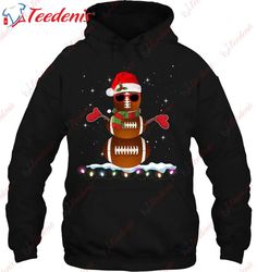 christmas football ball snowman santa hat funny sport xmas shirt, christmas shirts mens long sleeve  wear love, share be