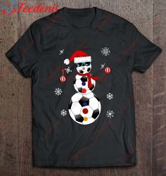 christmas football soccer ball snowman santa hat snowflake shirt, funny christmas sweaters mens  wear love, share beauty