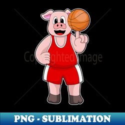 Pig at Basketball Sports - PNG Transparent Sublimation Design - Bring Your Designs to Life