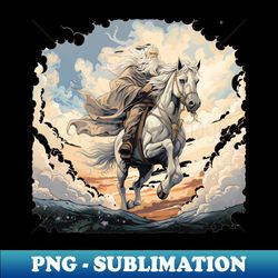 The White One on his Steed - Fantasy - Modern Sublimation PNG File - Unleash Your Inner Rebellion
