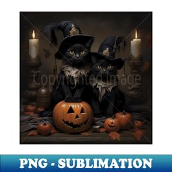 Black Cat Brother with Halloween Costumes - Special Edition Sublimation PNG File - Unlock Vibrant Sublimation Designs