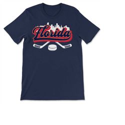 Florida Hockey Downtown City Skyline Sticks & Puck Hockey Fan Gift T-shirt, Sweatshirt  Hoodie