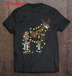 Christmas Lights Okapi Lover Funny Xmas Holiday Gift T-Shirt, Cotton Christmas Shirts Mens  Wear Love, Share Beauty