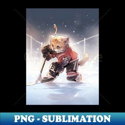 Hockey Cat Player is practicing the signature move - Premium PNG Sublimation File - Bring Your Designs to Life