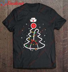 Christmas Nurse Stethoscope Christmas Tree Nurse T-Shirt, Christmas Family Apparel  Wear Love, Share Beauty
