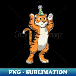 tiger with party hat party - artistic sublimation digital file - bring your designs to life