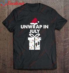 Christmas Pregnancy Announcement Gifts Unwrap In July Shirt, Christmas T Shirts Womens Plus Size  Wear Love, Share Beaut