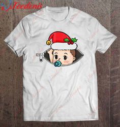 Christmas Pregnancy Announcement - Peeking Santa Baby T-Shirt, Family Christmas Shirts  Wear Love, Share Beauty