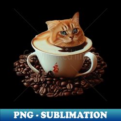 Caffeine Cat - Retro PNG Sublimation Digital Download - Create with Confidence