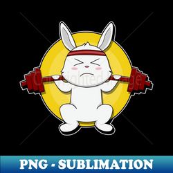 Rabbit at Bodybuilding with Barbell - Unique Sublimation PNG Download - Transform Your Sublimation Creations