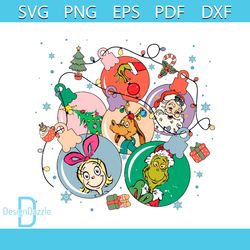 Retro Christmas Balls Grinch Friends SVG Graphic Design File