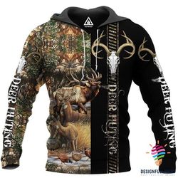 Deer Hunting Gift Deer Hunting Black Hoodie, Zip Up &amp T-Shirt Ln
