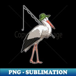 Stork at Fishing with Fishing rod - Instant Sublimation Digital Download - Vibrant and Eye-Catching Typography