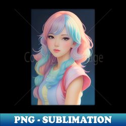 Anime 3D girl with colorful hair ep6 - Decorative Sublimation PNG File - Bold & Eye-catching