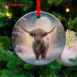Heirloom Highland Cow Christmas Decoration, Holiday Gift Idea  Wear Love, Share Beauty