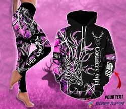 Deer Hunting Gift Personalized Us Size Pink Camo Deer Hunting Camo Country Girl Hoodie And Leggings Set Hg