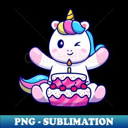 Cute Unicorn with birthday cake - Premium Sublimation Digital Download - Add a Festive Touch to Every Day