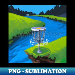 Disc Golf on the Edge of a River - Premium PNG Sublimation File - Unlock Vibrant Sublimation Designs