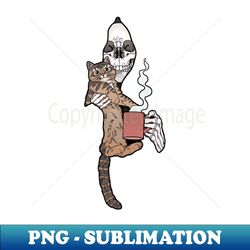 Grim Reaper Cat friend  Coffee - Sublimation-Ready PNG File - Bring Your Designs to Life
