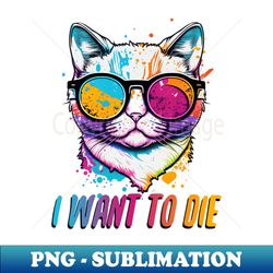 I Want to Die - Instant PNG Sublimation Download - Enhance Your Apparel with Stunning Detail