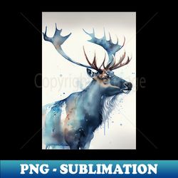 Arctic Reindeer - Watercolor Paint - PNG Sublimation Digital Download - Bold & Eye-catching