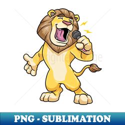 Lion as singer with a microphone - Modern Sublimation PNG File - Spice Up Your Sublimation Projects