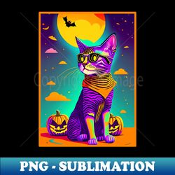 Moonlit Mellowcat - Halloween 2023 - Exclusive PNG Sublimation Download - Capture Imagination with Every Detail