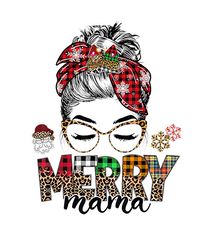 Messy Bun Merry Mama Christmas Svg, Momlife Svg, Messy Bun Skull Svg, Mom Life Svg, Santa Hat Svg, Messy Bun Mom Svg