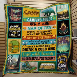 Camping Rules Be Grateful For This Day Quilt &8211 BT160130