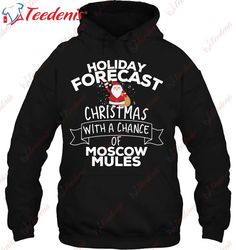 Holiday Forecast Christmas With A Chance Of Moscow Mules Shirt, Plus Size Womens Christmas Sweaters  Wear Love, Share Be
