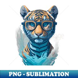 Tiger with Swimming Googles - Elegant Sublimation PNG Download - Instantly Transform Your Sublimation Projects