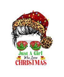 Just A Girl Who Loves Christmas Svg, Momlife Svg, Messy Bun Skull Svg, Mom Life Svg, Santa Hat Svg, Messy Bun Mom Svg