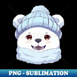 arctic fashion cute polar bear in a stylish winter hat - creative sublimation png download - create with confidence